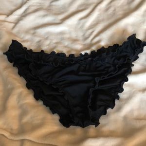 Frilly black bikini bottoms